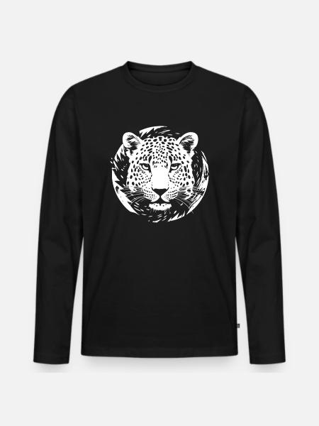 Leopard - Men's Premium Organic Long Sleeve Shirt - black