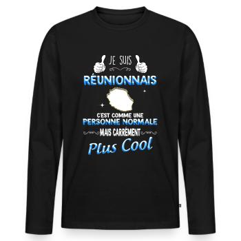 Pour Mon réunionnais Cool et Drôle Cadeau Homme - T-shirt manches longues Premium bio Homme - noir - Devant - Nico (187cm)