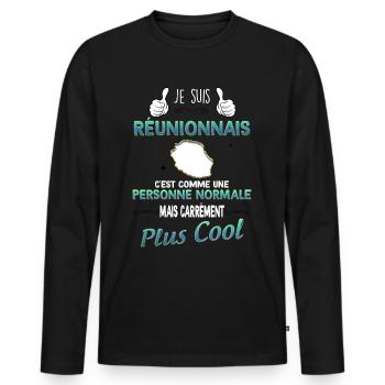 Homme la Réunion Le Réunionnais Cool C'est Le Mien - T-shirt manches longues Premium bio Homme - noir - Devant - Nico (187cm)