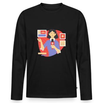 Présentatrice et presse - T-shirt manches longues Premium bio Homme - noir - Devant - Nico (187cm)