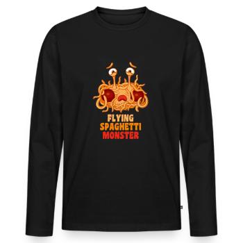Flying spaghetti monster - Men's Premium Organic Long Sleeve Shirt - black - Front - Nico (187cm)