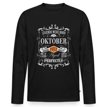 Birthday Legends est né en octobre 1972 - T-shirt manches longues Premium bio Homme - noir - Devant - Nico (187cm)