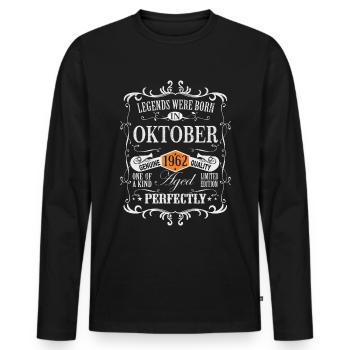 Legends est né en octobre 1962 - T-shirt manches longues Premium bio Homme - noir - Devant - Nico (187cm)
