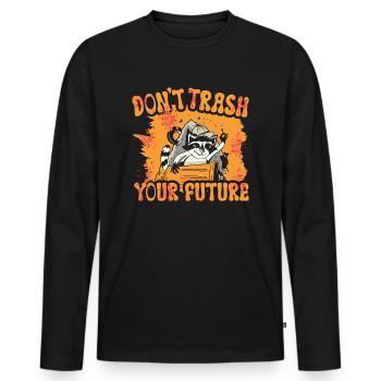 Racoon Trash - Männer Premium Bio Langarmshirt - Schwarz - Vorne - Nico (187cm)