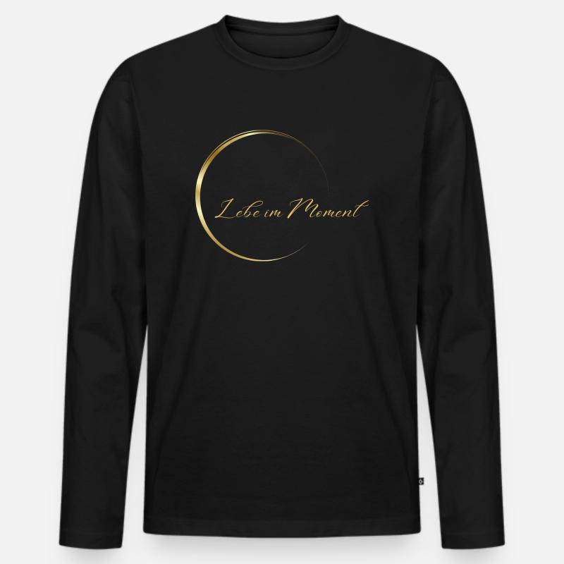 Lebe im Moment Logo,Design - Männer Premium Bio Langarmshirt - Schwarz