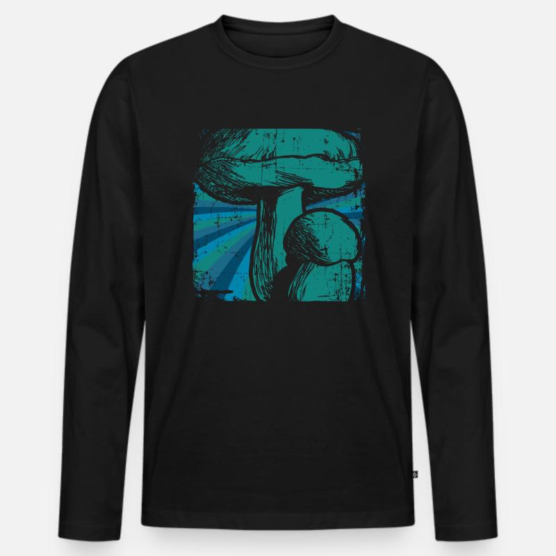 Pilze - Männer Premium Bio Langarmshirt - Schwarz