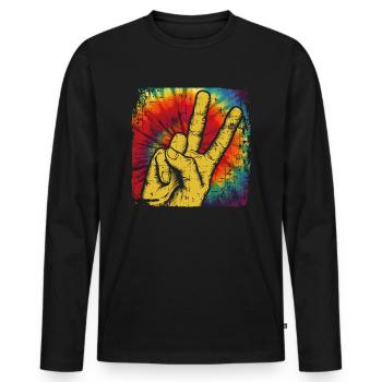 Peace Frieden Hippie - Männer Premium Bio Langarmshirt - Schwarz - Vorne - Nico (187cm)