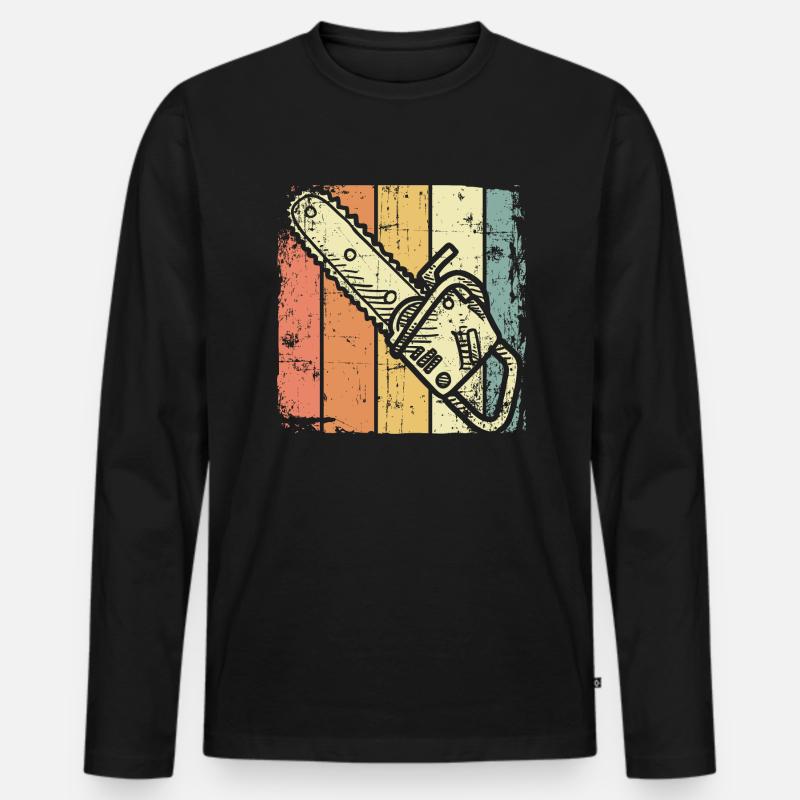 Förster Säge - Männer Premium Bio Langarmshirt - Schwarz
