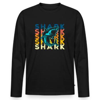 Requin requin - T-shirt manches longues Premium bio Homme - noir - Devant - Nico (187cm)