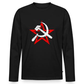 Hammer Sichel Sowjetunion Kommunismus - Männer Premium Bio Langarmshirt - Schwarz - Vorne - Nico (187cm)