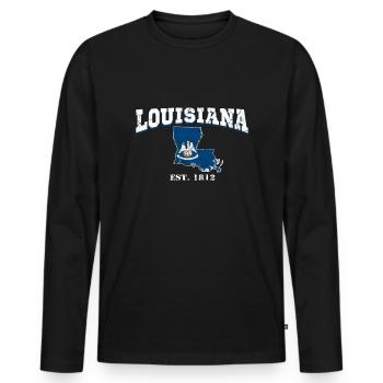 Louisiana USA - Men's Premium Organic Long Sleeve Shirt - black - Front - Nico (187cm)