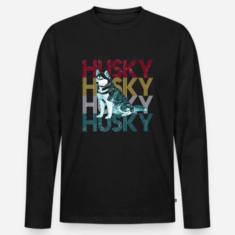 Husky - Männer Premium Bio Langarmshirt - Schwarz