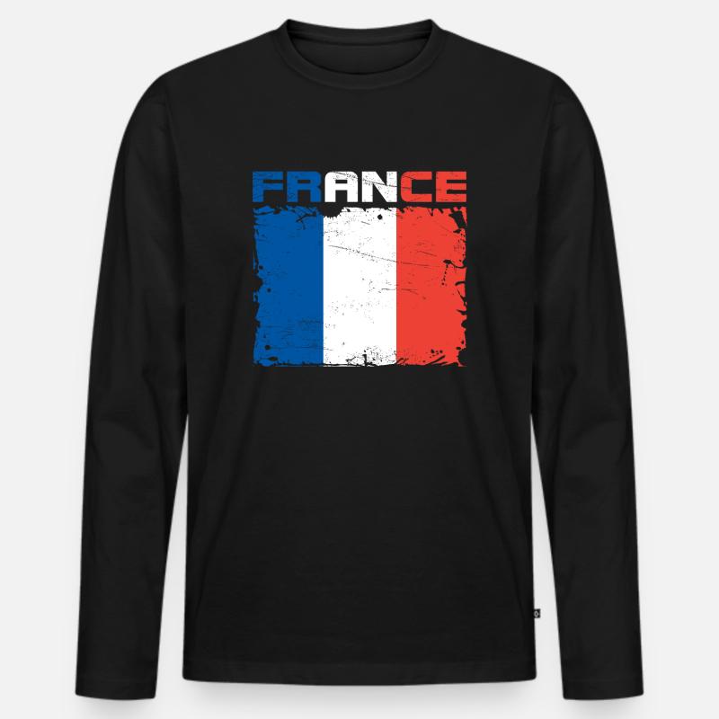 Frankreich Flagge - Männer Premium Bio Langarmshirt - Schwarz