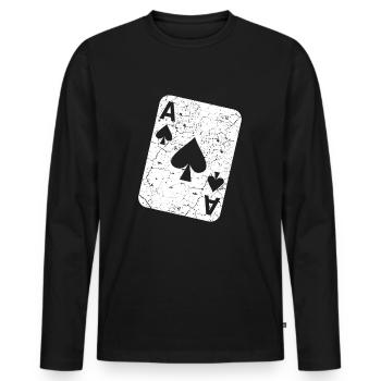 Ace of Spades playing card - Men's Premium Organic Long Sleeve Shirt - black - Front - Nico (187cm)