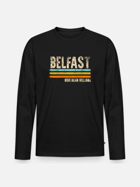 Belfast Nordirland - Männer Premium Bio Langarmshirt - Schwarz
