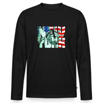 New York Freiheitsstatue - Männer Premium Bio Langarmshirt - Schwarz - Vorne - Nico (187cm)