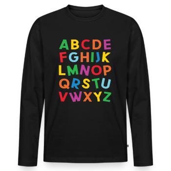 ABC lettres de l'alphabet colorées pour lecture - T-shirt manches longues Premium bio Homme - noir - Devant - Nico (187cm)