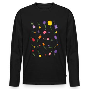 Frühling - Männer Premium Bio Langarmshirt - Schwarz - Vorne - Nico (187cm)