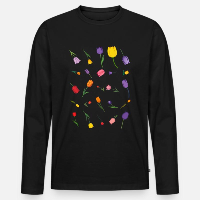 Frühling - Männer Premium Bio Langarmshirt - Schwarz