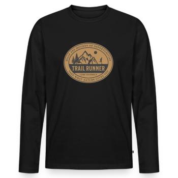 Trail Running Logo - T-shirt manches longues Premium bio Homme - noir - Devant - Nico (187cm)