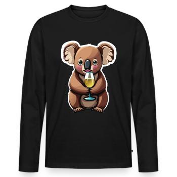 Koala Bear with Wine Glass - Men's Premium Organic Long Sleeve Shirt - black - Front - Nico (187cm)