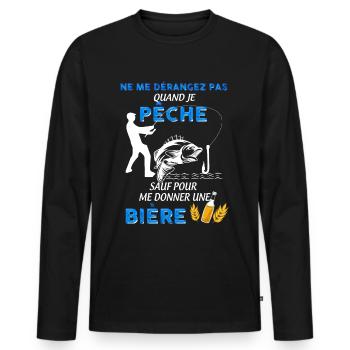 Ne pas dérangez quand je pêche - T-shirt manches longues Premium bio Homme - noir - Devant - Nico (187cm)