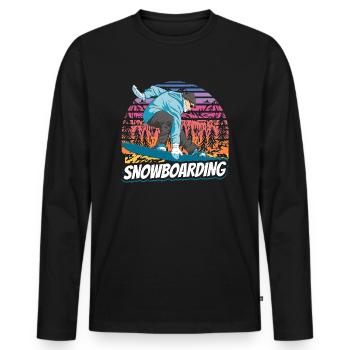 Snowboarding Retro - Männer Premium Bio Langarmshirt - Schwarz - Vorne - Nico (187cm)