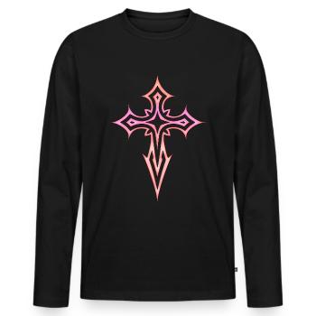 Goth Cross Y2K Emo Cross Gothic Aesthetic - Men's Premium Organic Long Sleeve Shirt - black - Front - Nico (187cm)