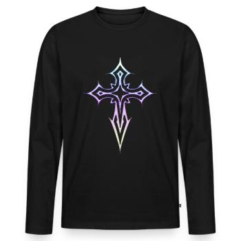 Goth Cross Y2K Emo Cross Gothic Aesthetic - Men's Premium Organic Long Sleeve Shirt - black - Front - Nico (187cm)