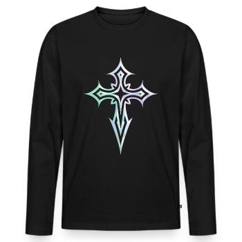 Croix gothique Y2K Emo Croix Gothique Esthétique Tribal - T-shirt manches longues Premium bio Homme - noir - Devant - Nico (187cm)