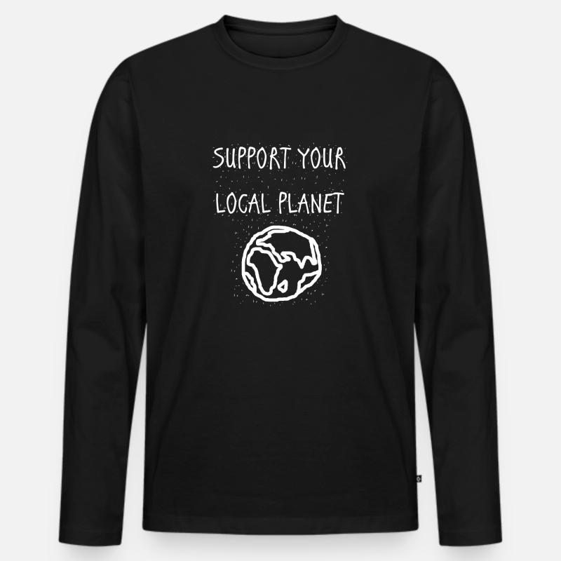 support your local planet - Männer Premium Bio Langarmshirt - Schwarz