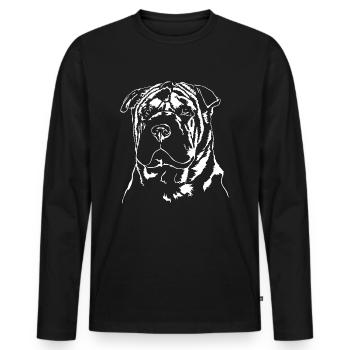 SHAR PEI Portrait Portrait de chien de Wilsign - T-shirt manches longues Premium bio Homme - noir - Devant - Nico (187cm)