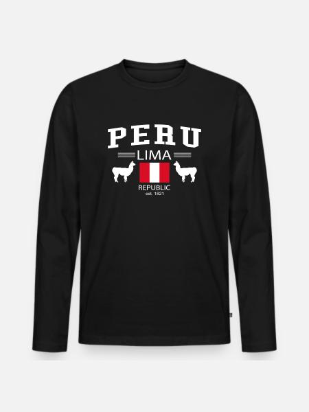 Pérou - T-shirt manches longues Premium bio Homme - noir