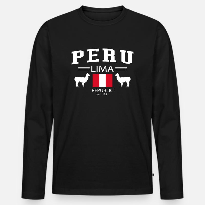 Peru - Männer Premium Bio Langarmshirt - Schwarz