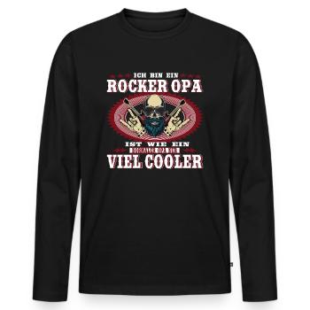 rocker opa | Geschenk oder Geschenkidee für Opas - Männer Premium Bio Langarmshirt - Schwarz - Vorne - Nico (187cm)