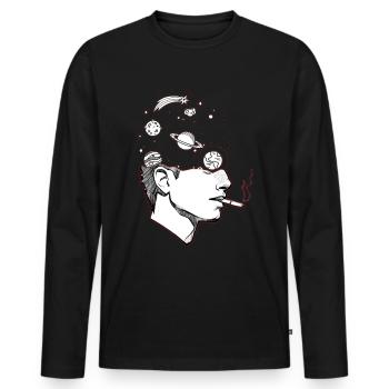 Space in a Man - Men's Premium Organic Long Sleeve Shirt - black - Front - Nico (187cm)