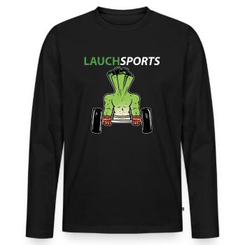 Lauchsports Lauch Sport Fitness Fitnessstudio Gym - Männer Premium Bio Langarmshirt - Schwarz - Vorne - Nico (187cm)