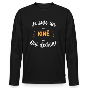 Je suis un kiné qui déchire - T-shirt manches longues Premium bio Homme - noir - Devant - Nico (187cm)