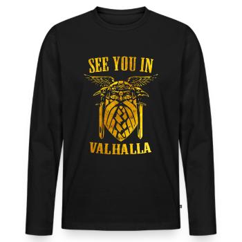 Wikinger Odin Walhalla nordisch - Männer Premium Bio Langarmshirt - Schwarz - Vorne - Nico (187cm)