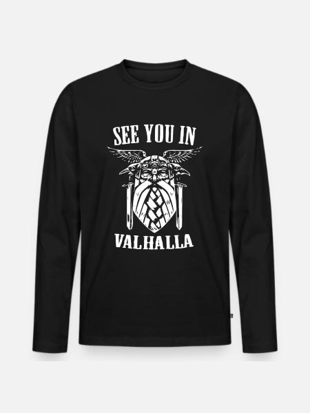 Wikinger Odin Walhalla nordisch - Männer Premium Bio Langarmshirt - Schwarz