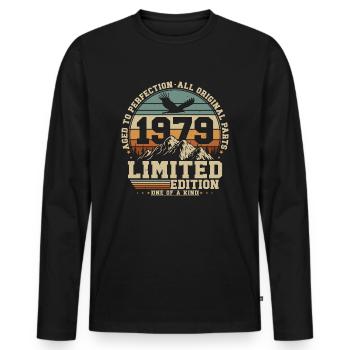 1979 Vintage né Vintage cadeau d’anniversaire - T-shirt manches longues Premium bio Homme - noir - Devant - Nico (187cm)