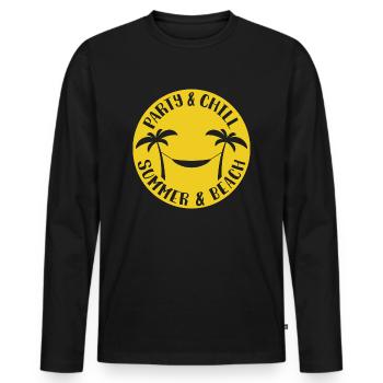 Palmen Hängematte - Party & Chill, Summer & Beach - Männer Premium Bio Langarmshirt - Schwarz - Vorne - Nico (187cm)