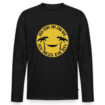 Ich bin im Urlaub, ich muss gar nix Hängematte - Männer Premium Bio Langarmshirt - Schwarz - Vorne - Nico (187cm)