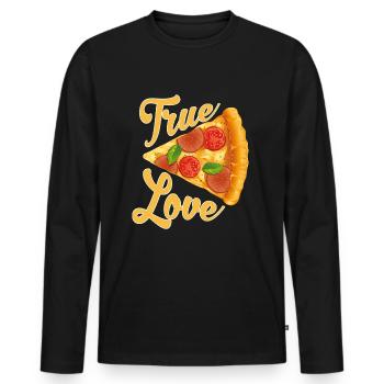 Pizza true love - Men's Premium Organic Long Sleeve Shirt - black - Front - Nico (187cm)