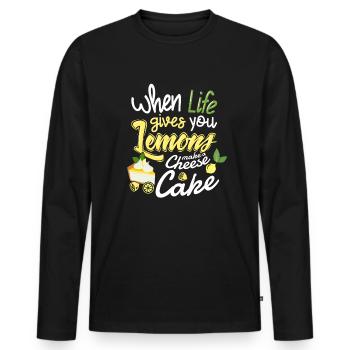 Cheesecake - funny saying for cooking and baking - Men's Premium Organic Long Sleeve Shirt - black - Front - Nico (187cm)