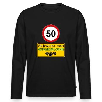 50 Ab jetzt nur noch Hopfensmoothie - Männer Premium Bio Langarmshirt - Schwarz - Vorne - Nico (187cm)