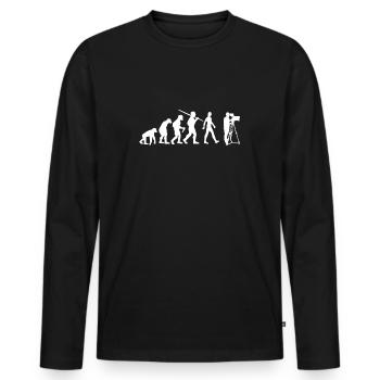 Cameraman Evolution Cameraman - T-shirt manches longues Premium bio Homme - noir - Devant - Nico (187cm)
