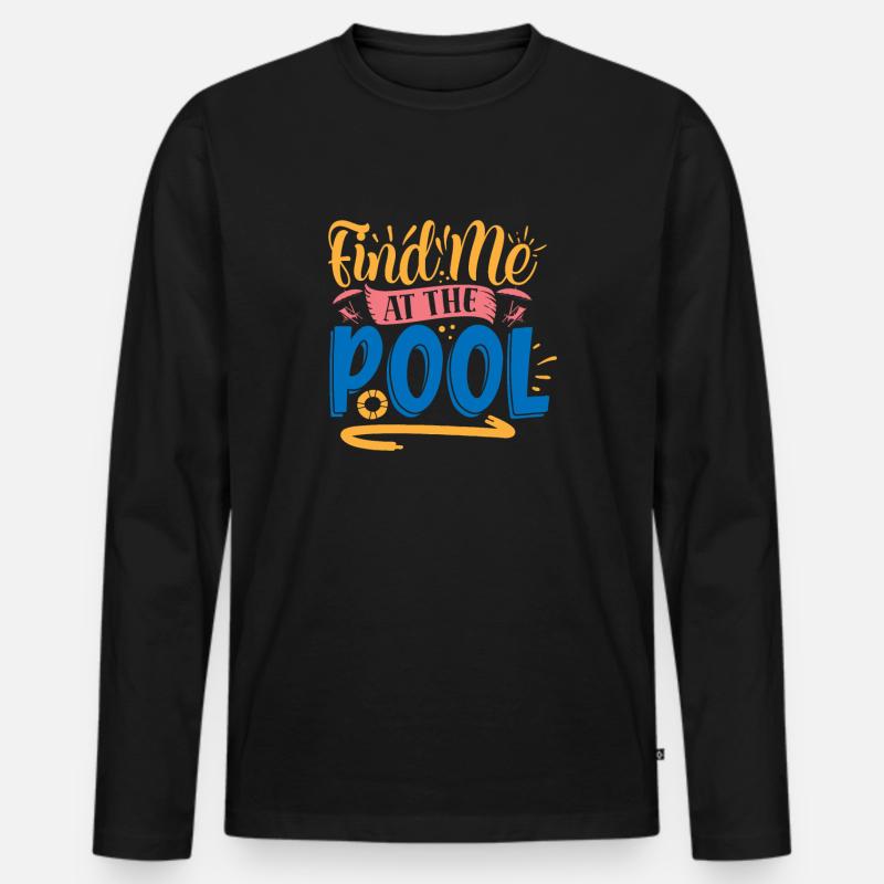 Bin am Pool - Männer Premium Bio Langarmshirt - Schwarz