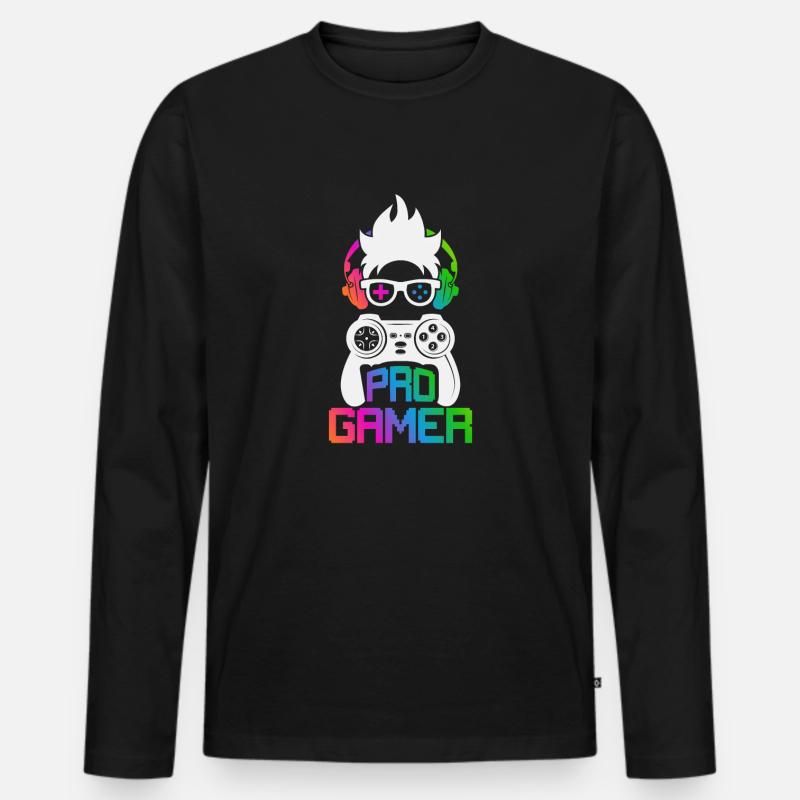 Pro Gamer - Männer Premium Bio Langarmshirt - Schwarz