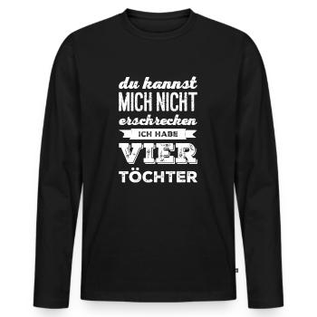 Papa Vatertag - vier Töchter - Männer Premium Bio Langarmshirt - Schwarz - Vorne - Nico (187cm)